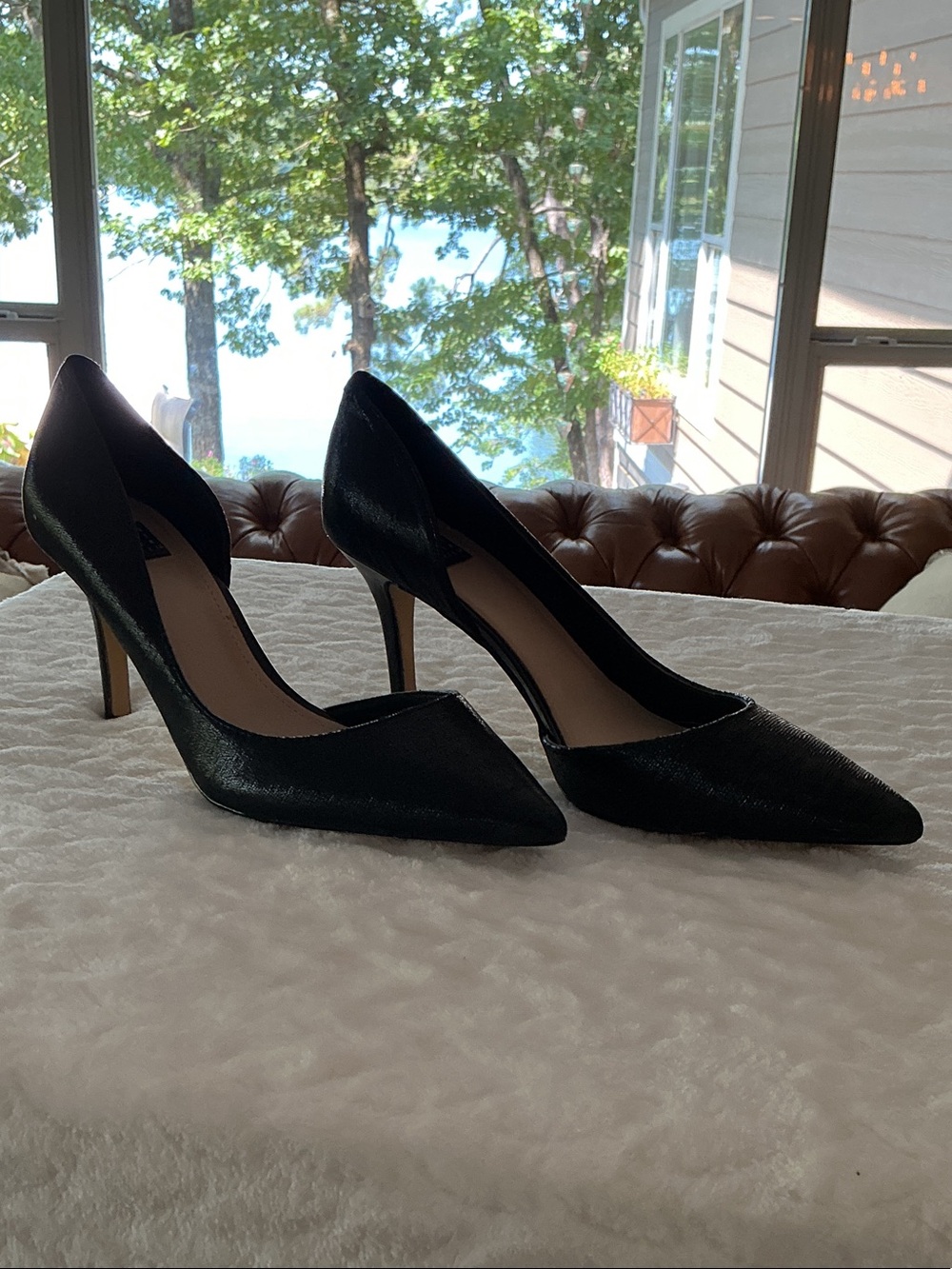 White House Black Market Black D'Orsay Pointed Toe Stilettos